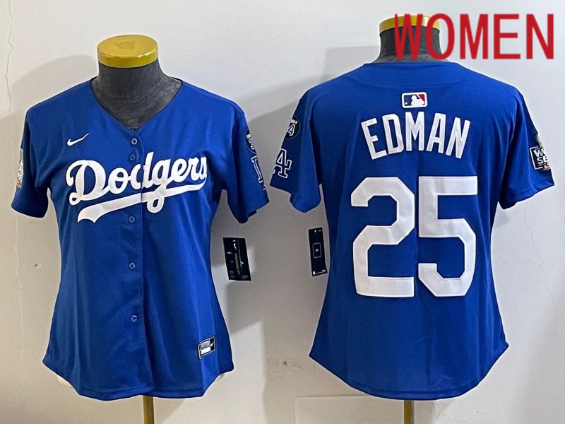 Women Los Angeles Dodgers #25 Edman Blue Game 2024 Nike MLB Jersey style 11215